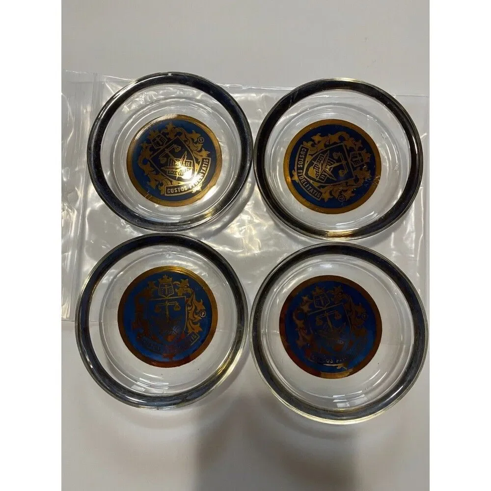 Coaster Glass Wine‎ Drinks 4 pieces Vintage Custos Fideletatis